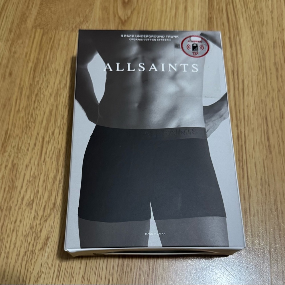 All Saints 3 Pack Underground Trunk  Organic Cotton Stretch sports Grey